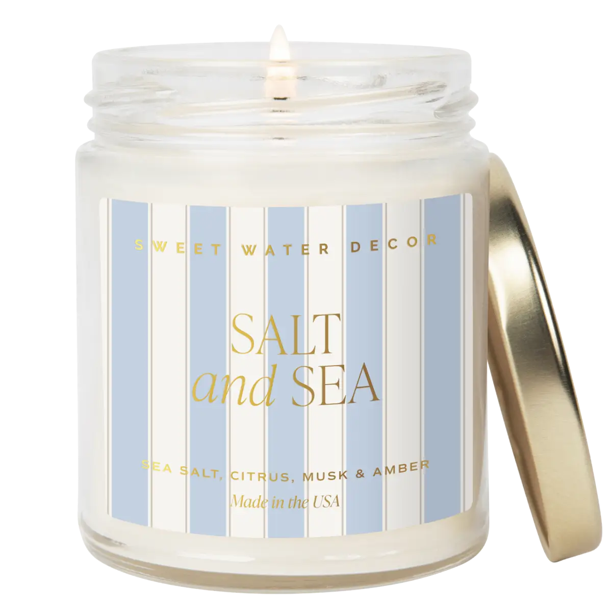 Salt and Sea Soy Patterned Candle - Clear Jar - 9 oz - Sweet Water Decor