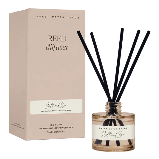 Salt and Sea Tinted Glass Jar Reed Diffuser - Sweet Water Decor