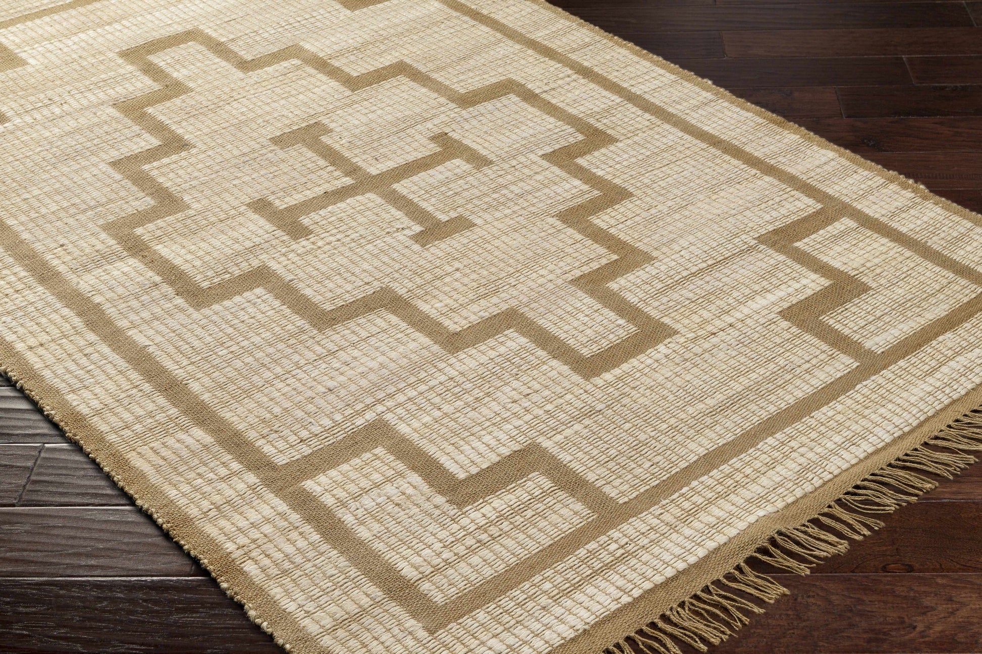 Brown Geometric Cross Jute Rug - Boutique Rugs