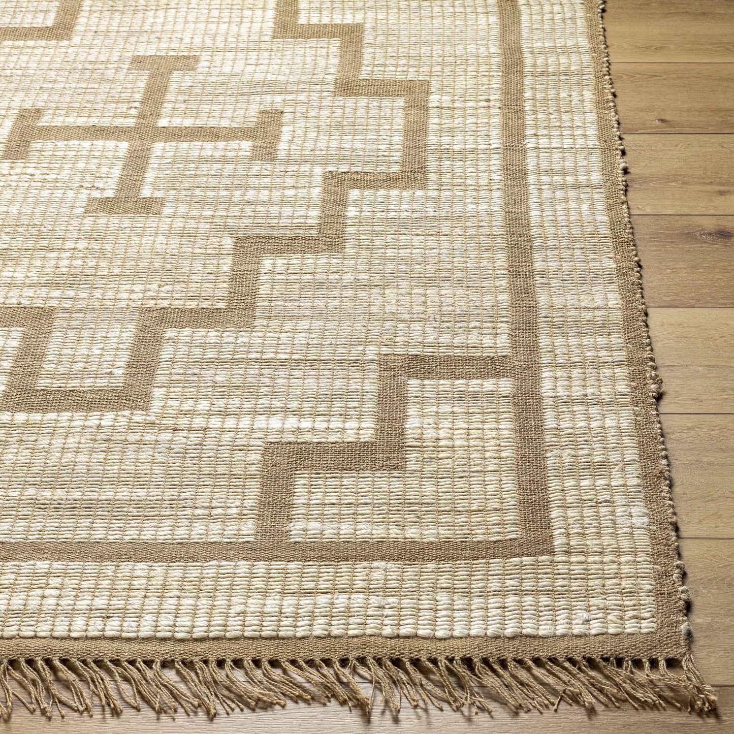 Brown Geometric Cross Jute Rug - Boutique Rugs