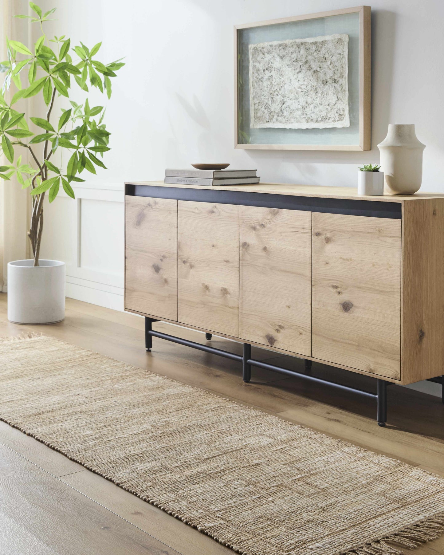 Brown Geometric Cross Jute Rug - Boutique Rugs