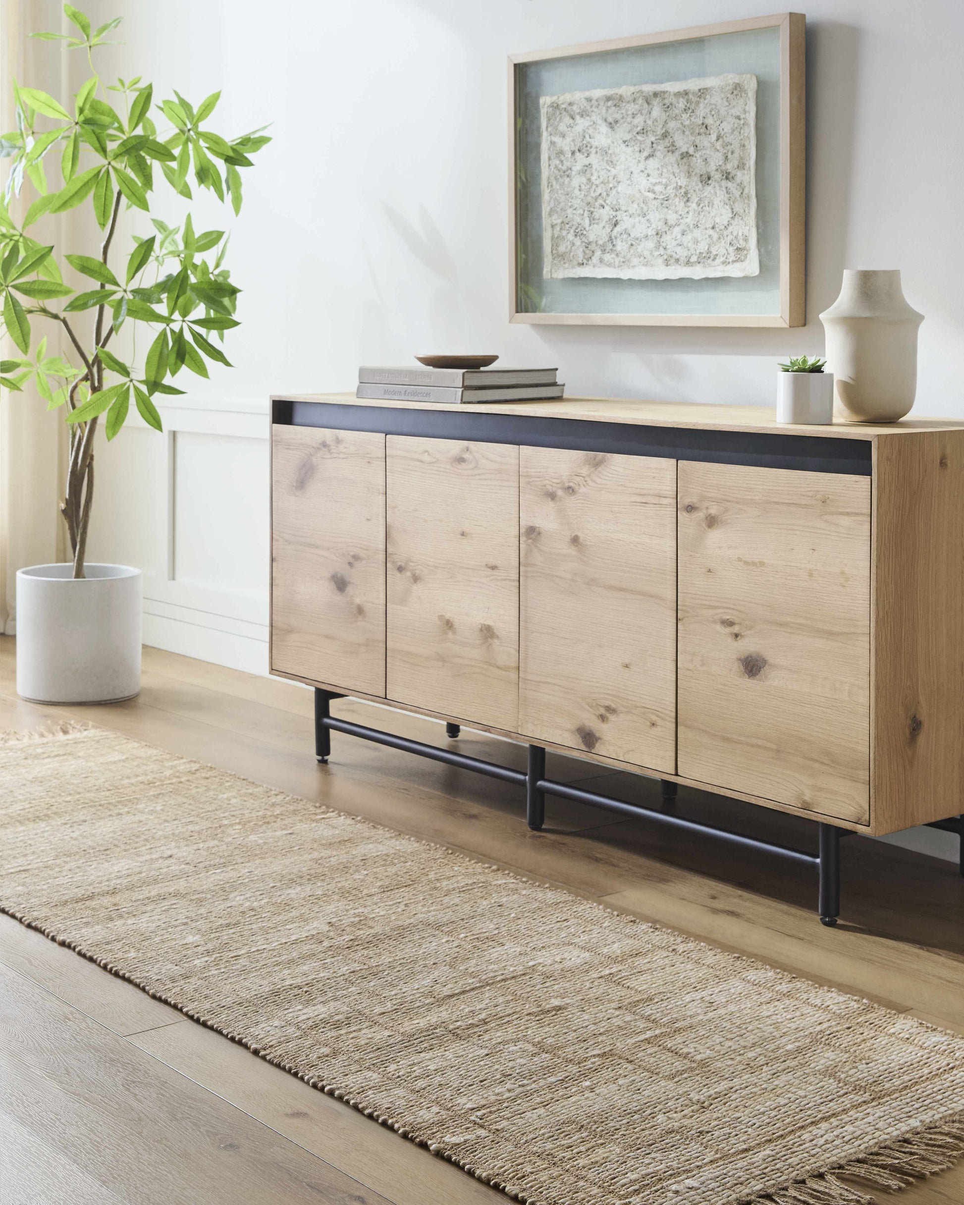 Brown Geometric Cross Jute Rug - Boutique Rugs