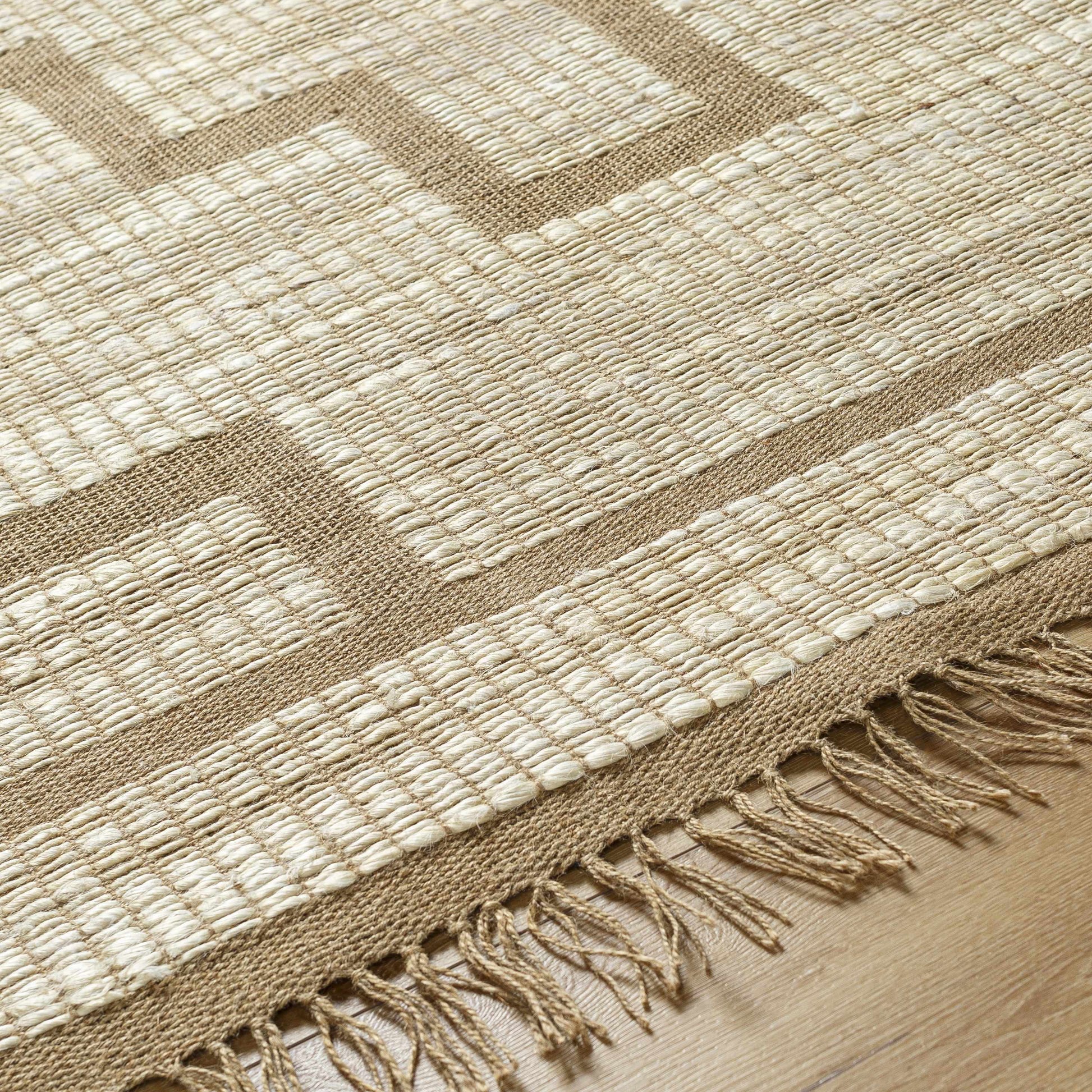 Brown Geometric Cross Jute Rug - Boutique Rugs