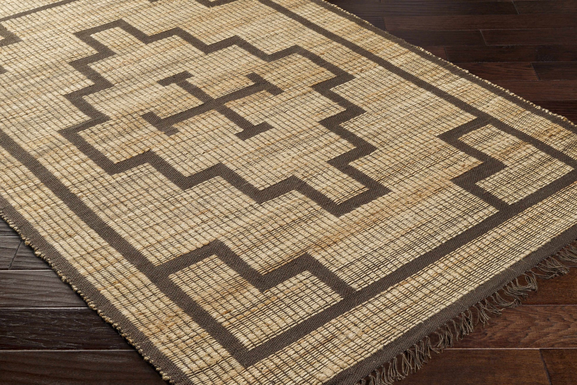 Brown Geometric Cross Jute Rug - Boutique Rugs