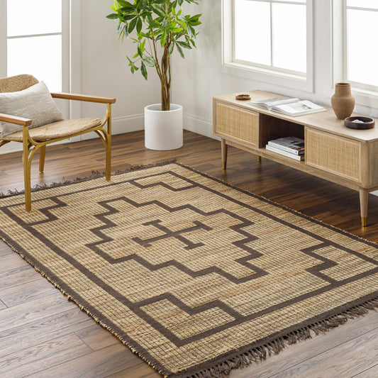 Brown Geometric Cross Jute Rug - Boutique Rugs