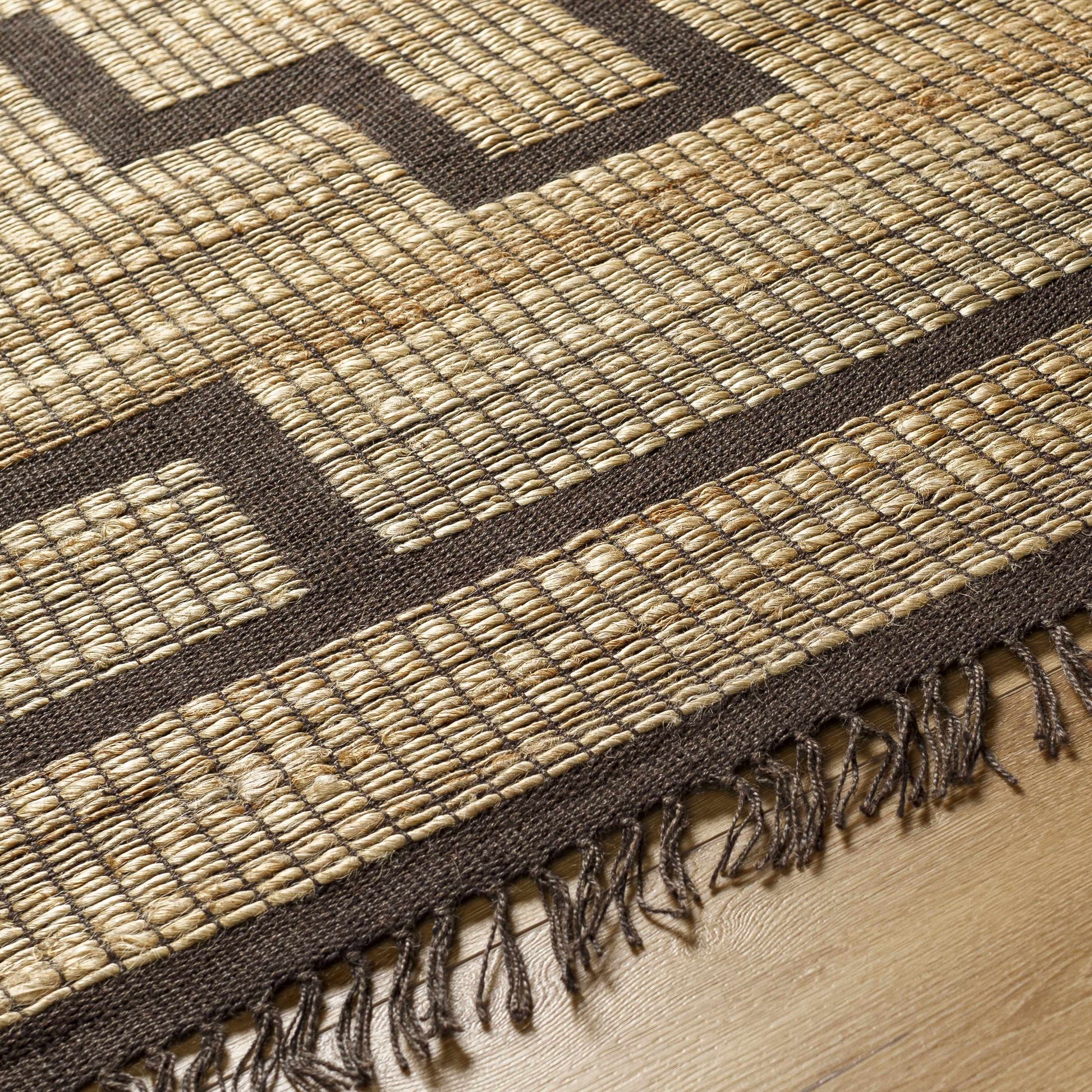 Brown Geometric Cross Jute Rug - Boutique Rugs