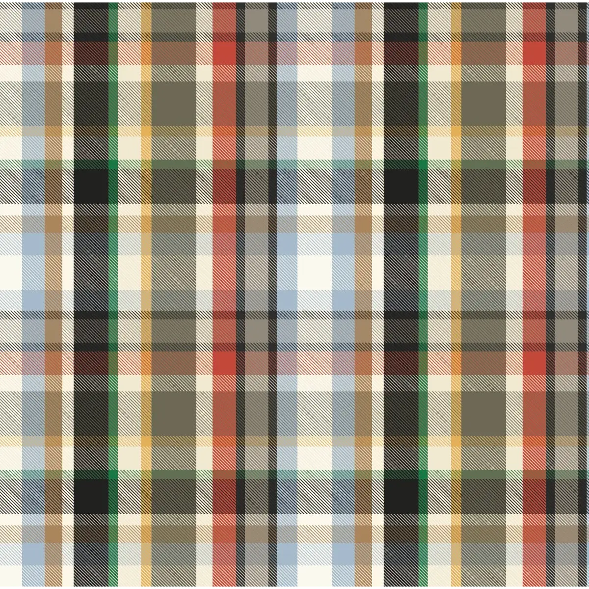 Samuel Wallpaper - Sophisticated Plaid - by Painted Hawk Design - Sample 1 foot by 1 foot / 1 - Loomwell Home Goods