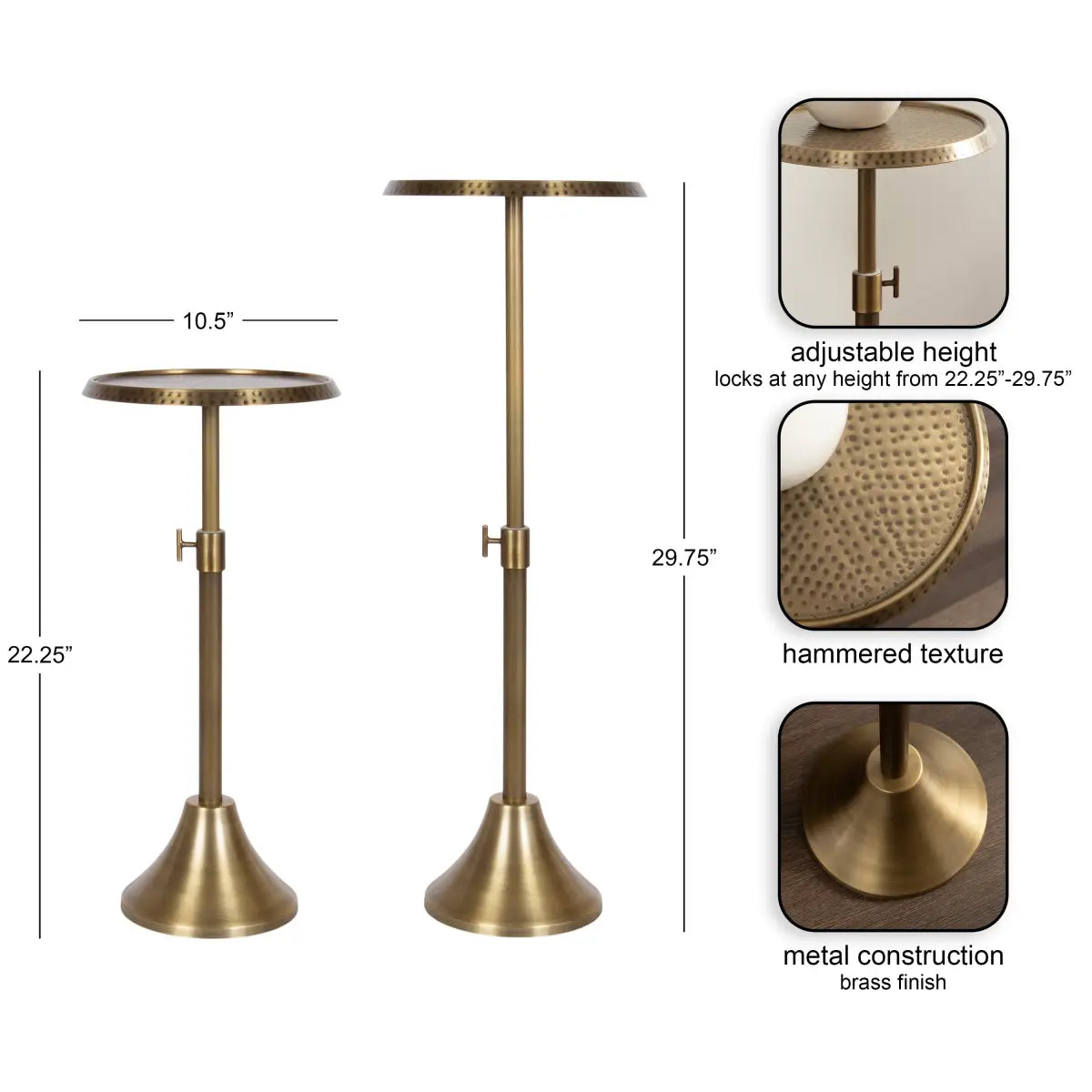 Sanzo Hammered Metal Cocktail Table or Plant Stand - kateandlaurel