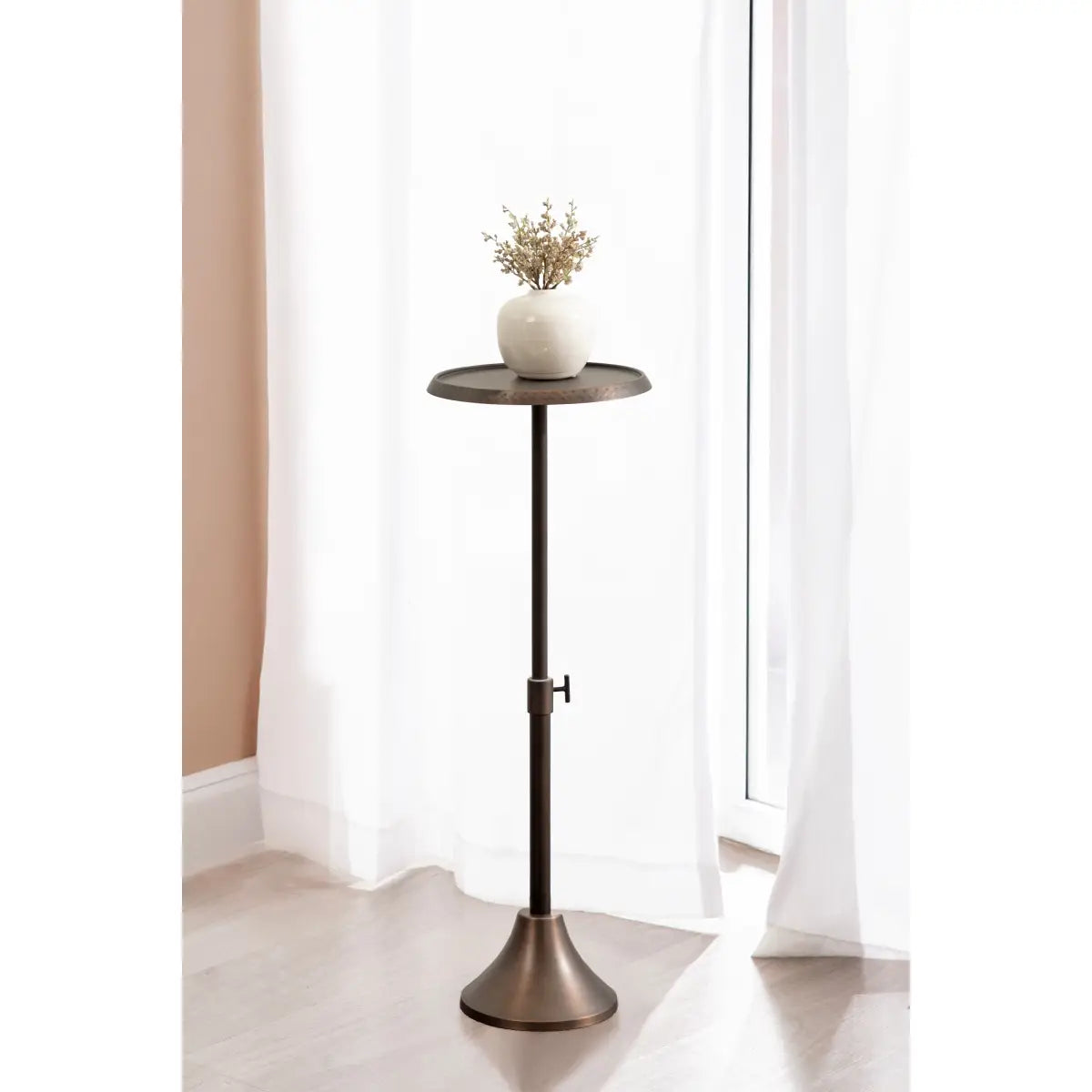 Sanzo Hammered Metal Cocktail Table or Plant Stand - kateandlaurel