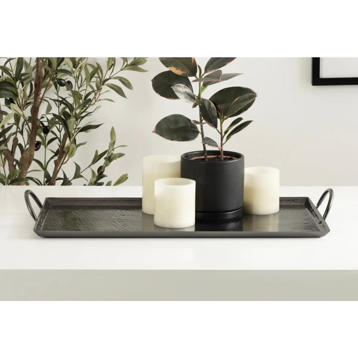 Sanzo Hammered Rectangle Metal Tray - kateandlaurel