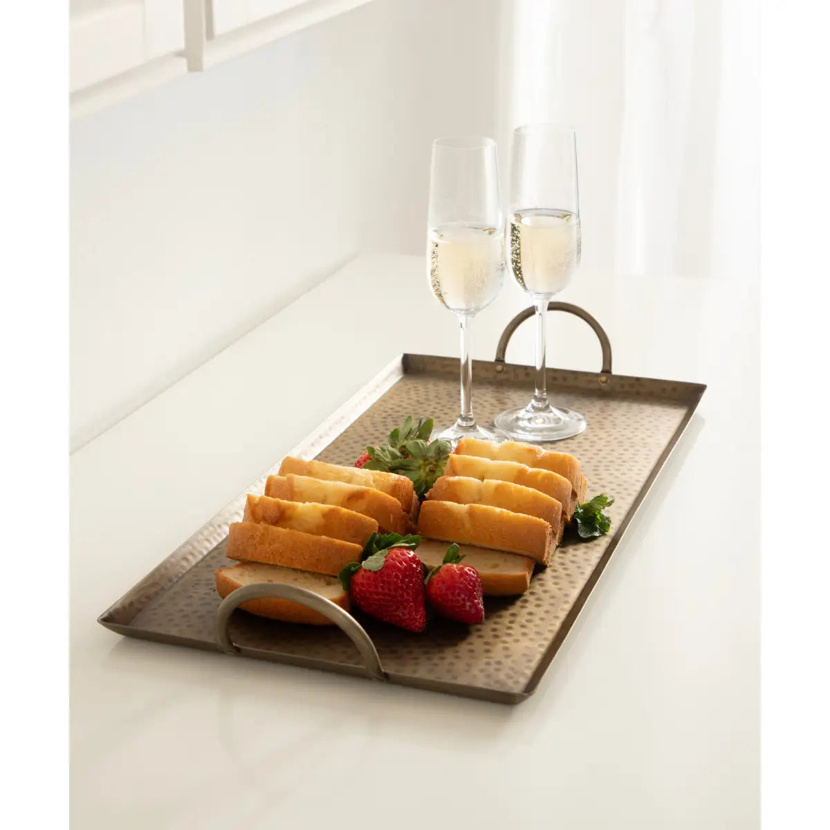 Sanzo Hammered Rectangle Metal Tray - kateandlaurel
