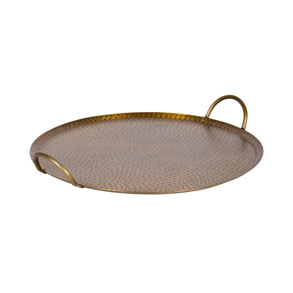 Sanzo Hammered Round Metal Tray - Gold - kateandlaurel