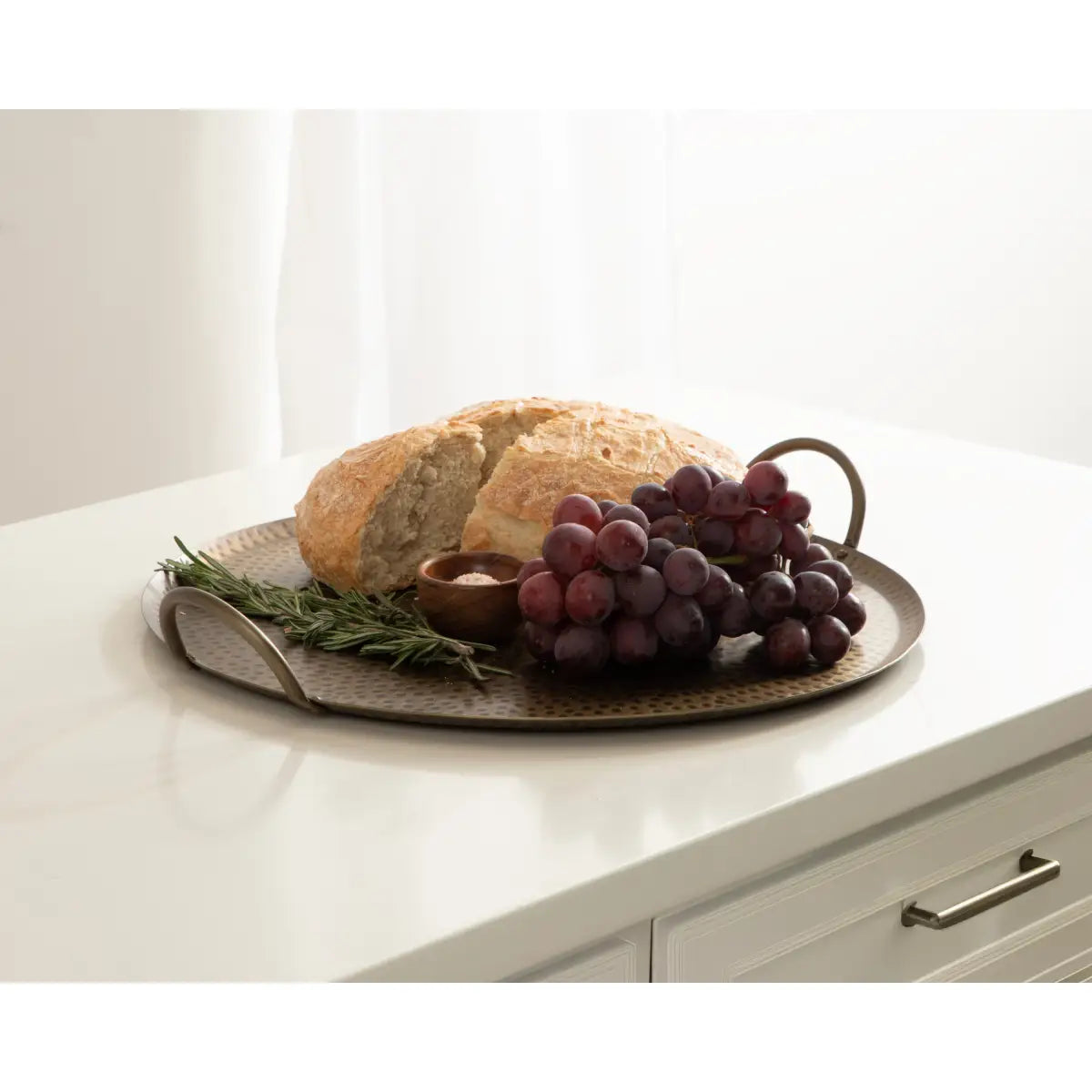 Sanzo Hammered Round Metal Tray - kateandlaurel