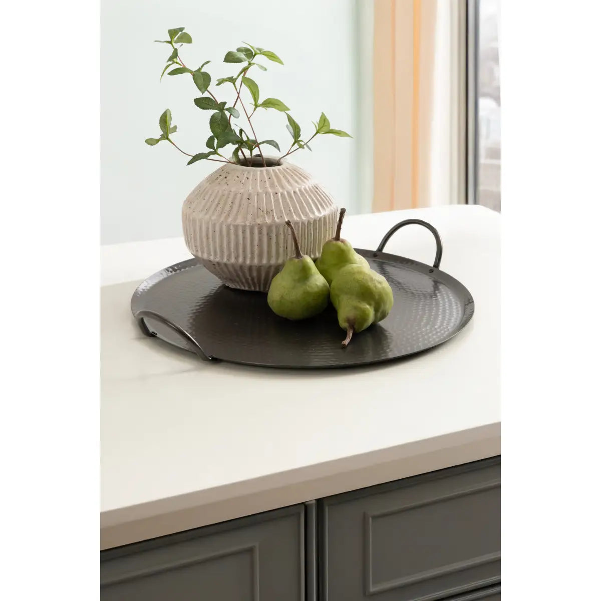 Sanzo Hammered Round Metal Tray - kateandlaurel