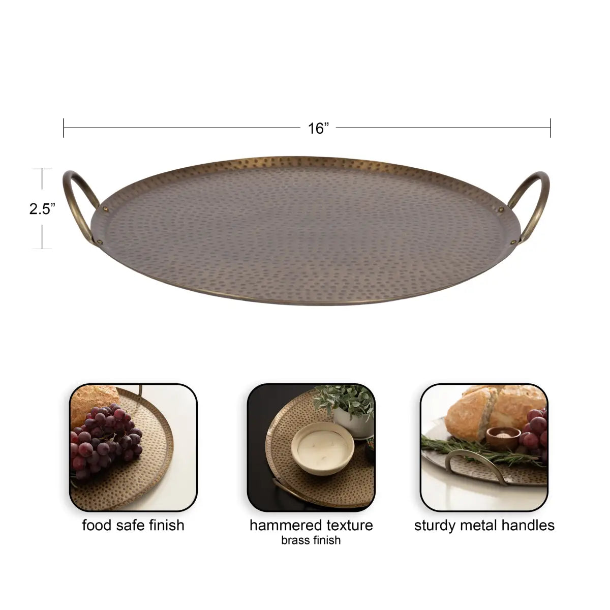 Sanzo Hammered Round Metal Tray - kateandlaurel