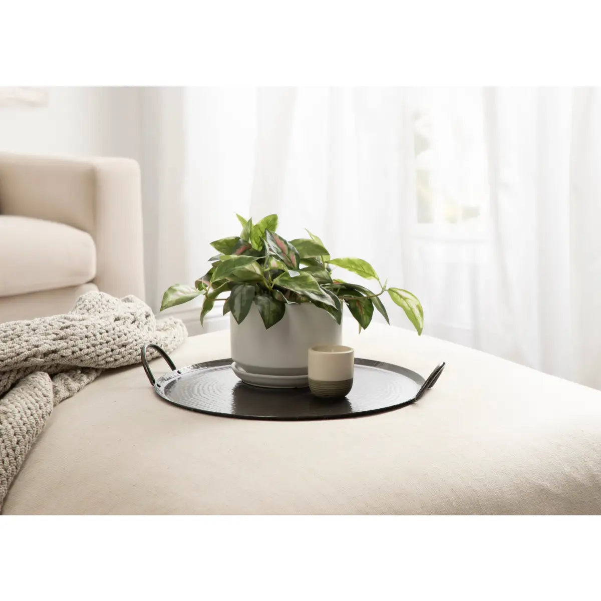Sanzo Hammered Round Metal Tray - kateandlaurel