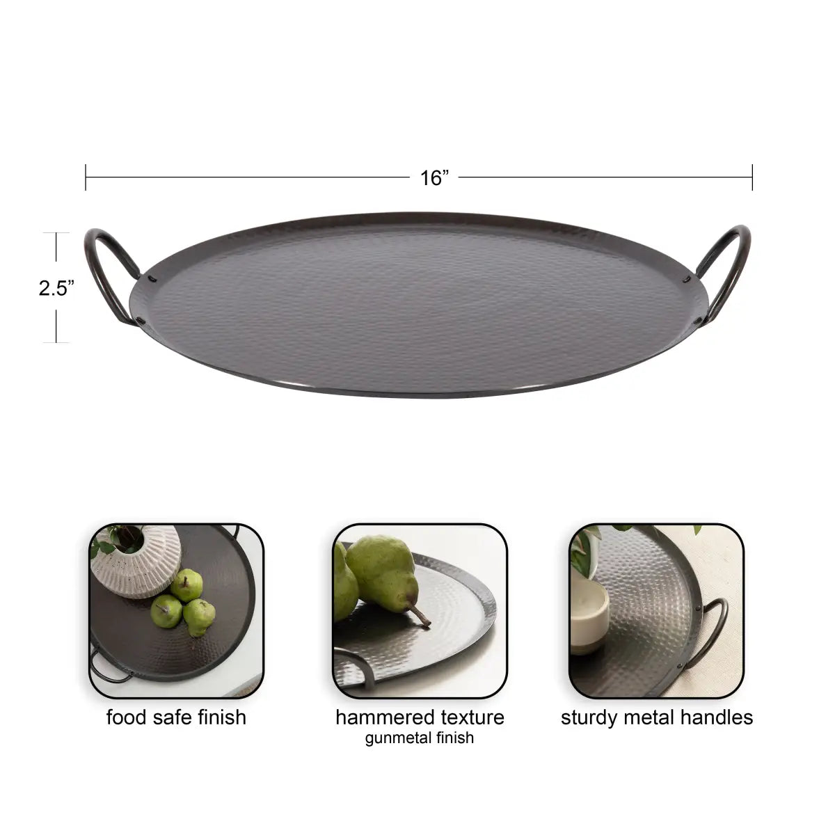 Sanzo Hammered Round Metal Tray - kateandlaurel