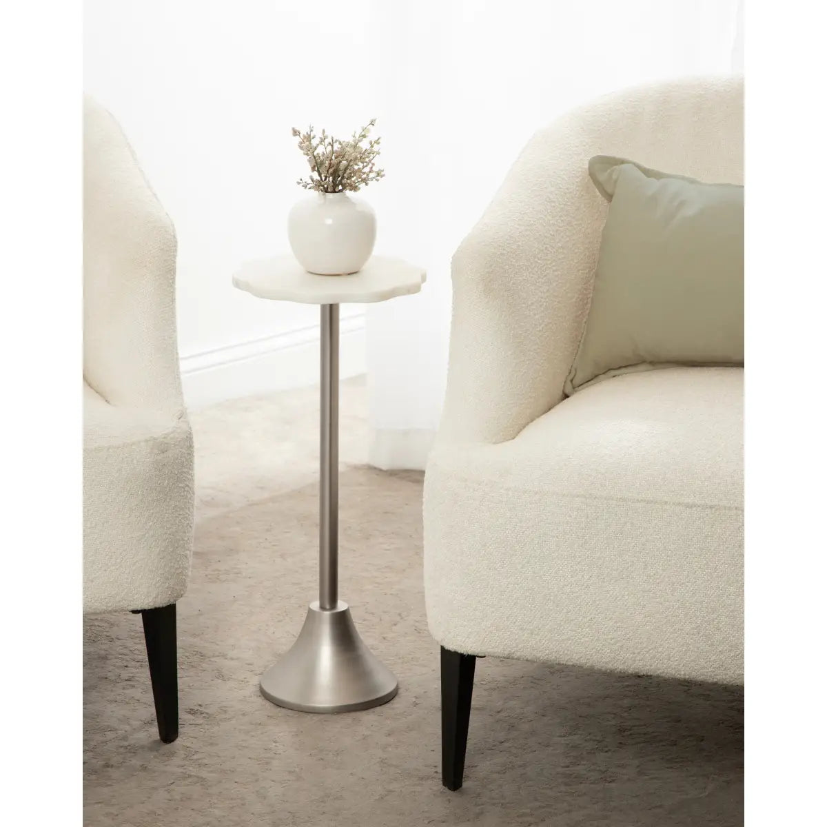 Sanzo Scalloped Marble and Metal Table - kateandlaurel