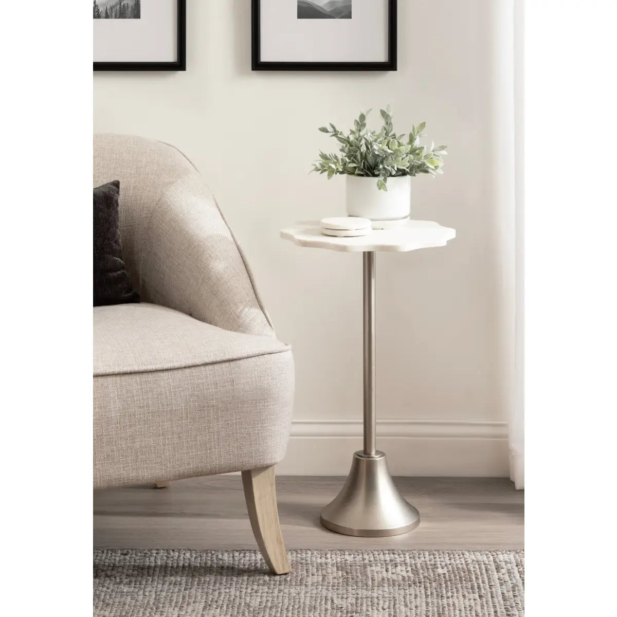 Sanzo Scalloped Marble and Metal Table - kateandlaurel