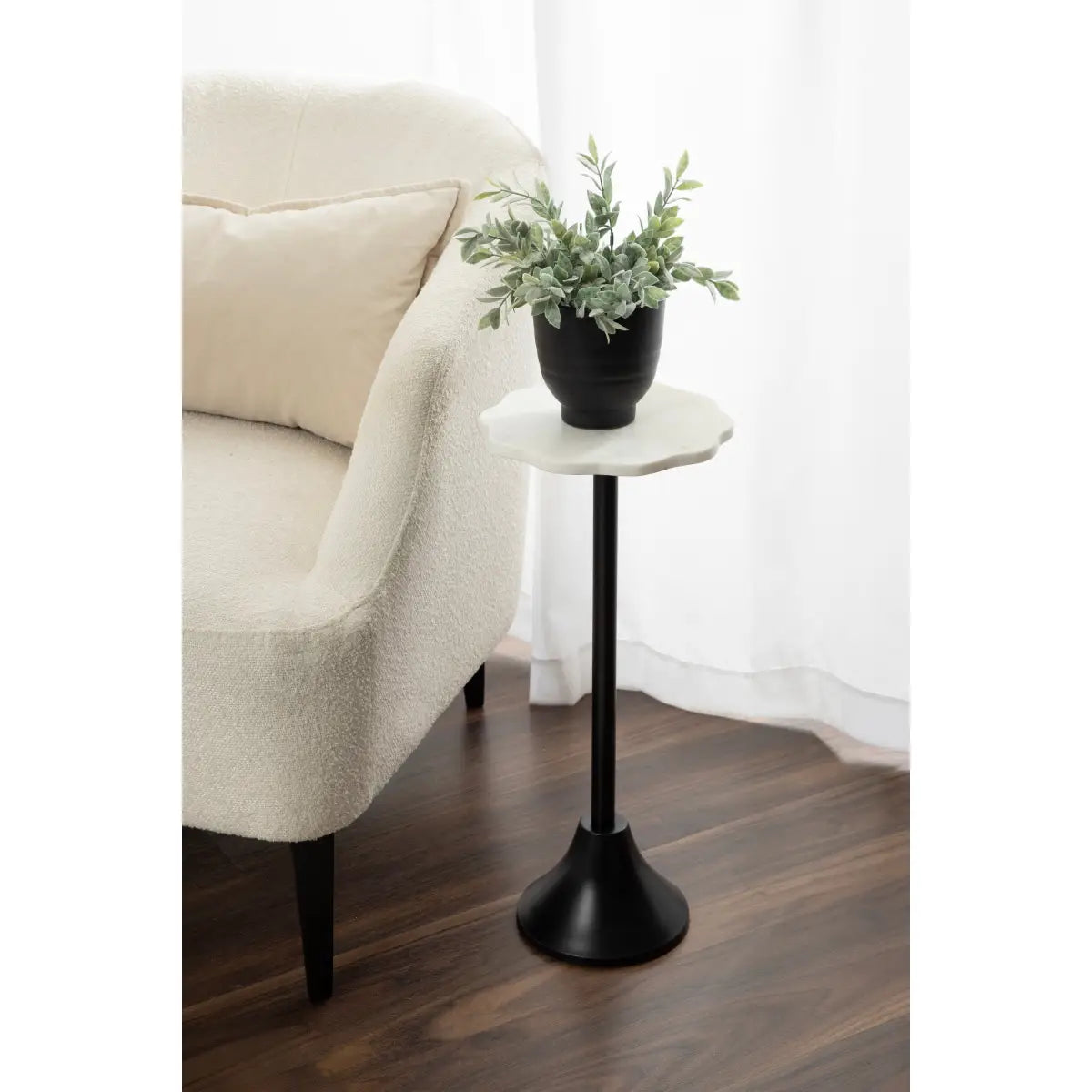 Sanzo Scalloped Marble and Metal Table - kateandlaurel