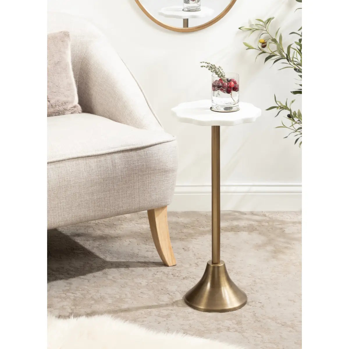 Sanzo Scalloped Marble and Metal Table - kateandlaurel