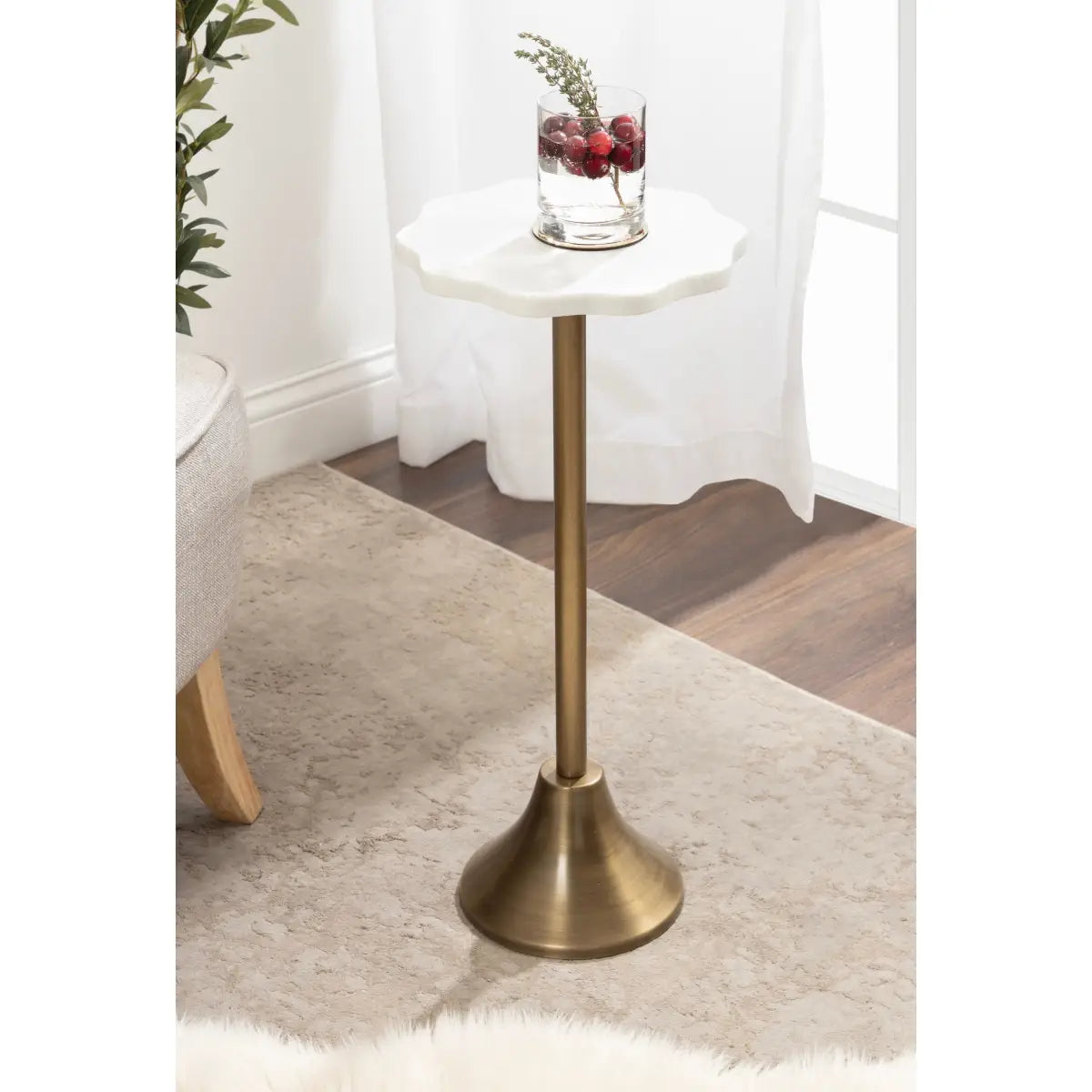 Sanzo Scalloped Marble and Metal Table - kateandlaurel