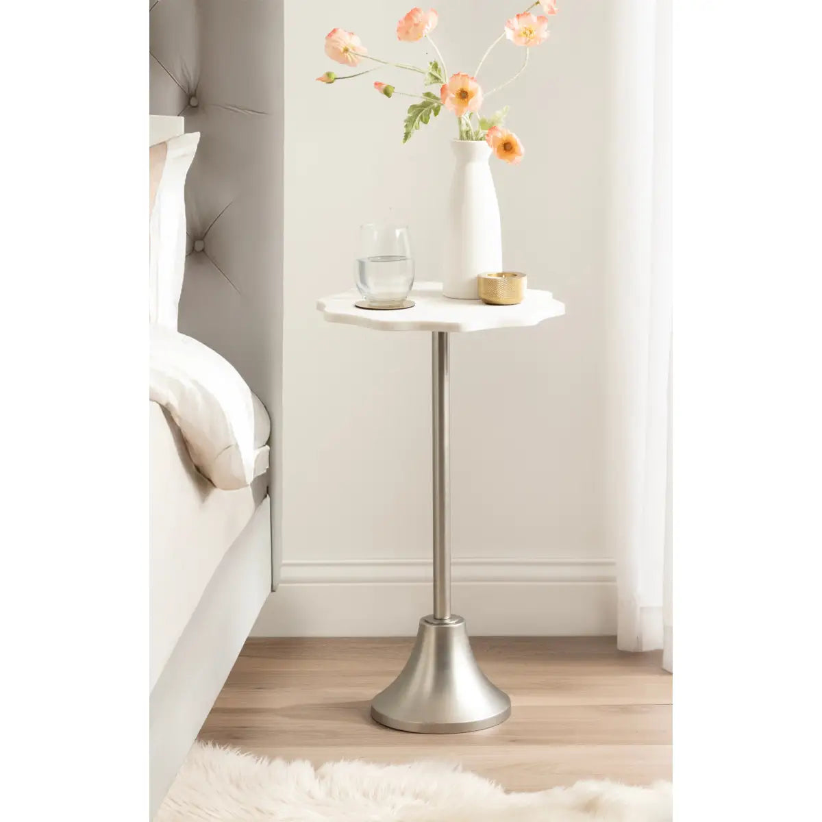 Sanzo Scalloped Marble and Metal Table - kateandlaurel