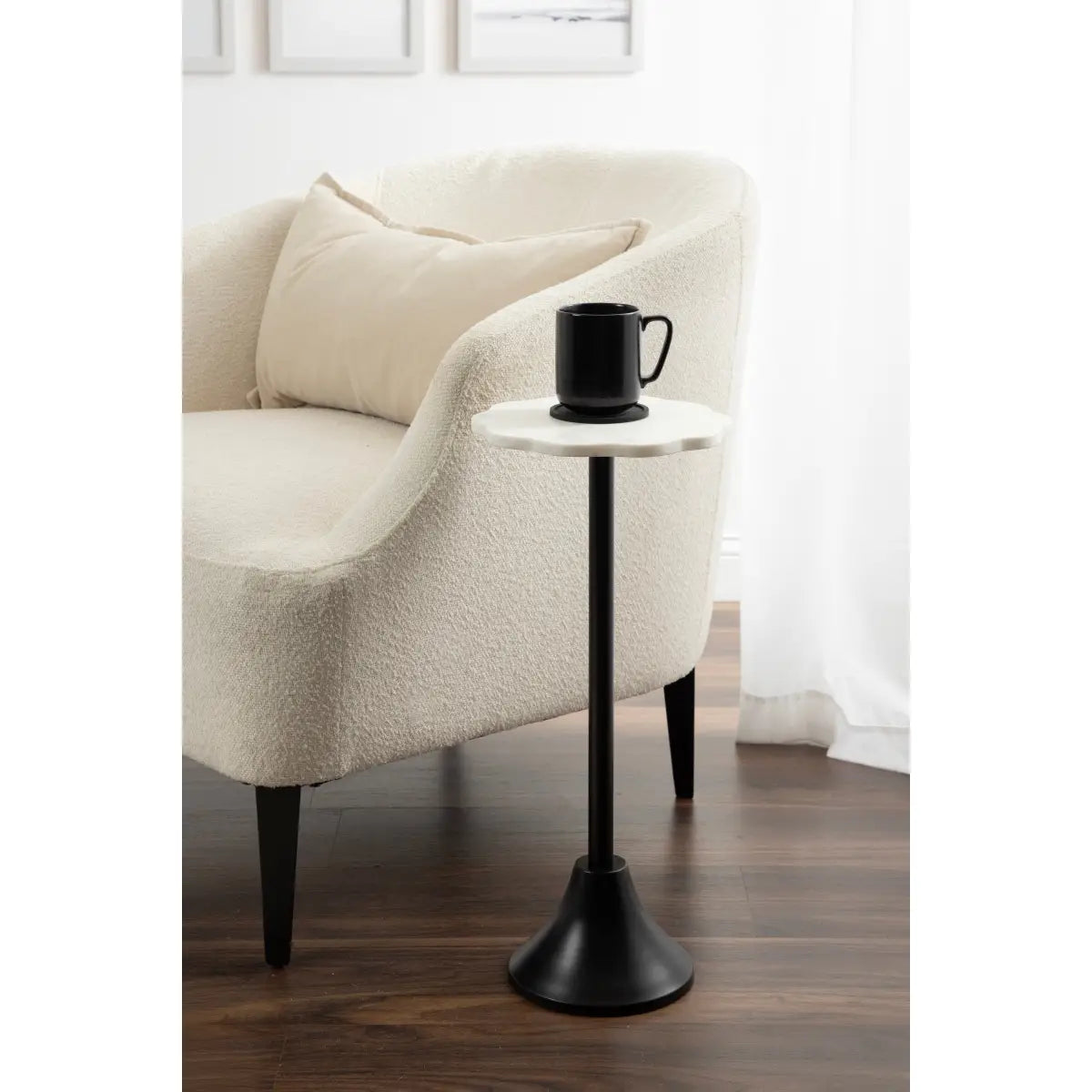Sanzo Scalloped Marble and Metal Table - kateandlaurel