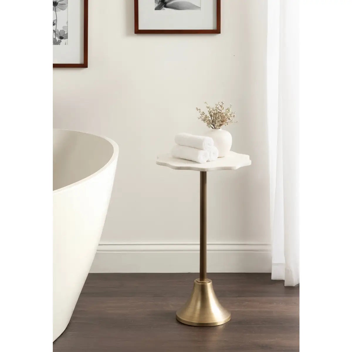 Sanzo Scalloped Marble and Metal Table - kateandlaurel