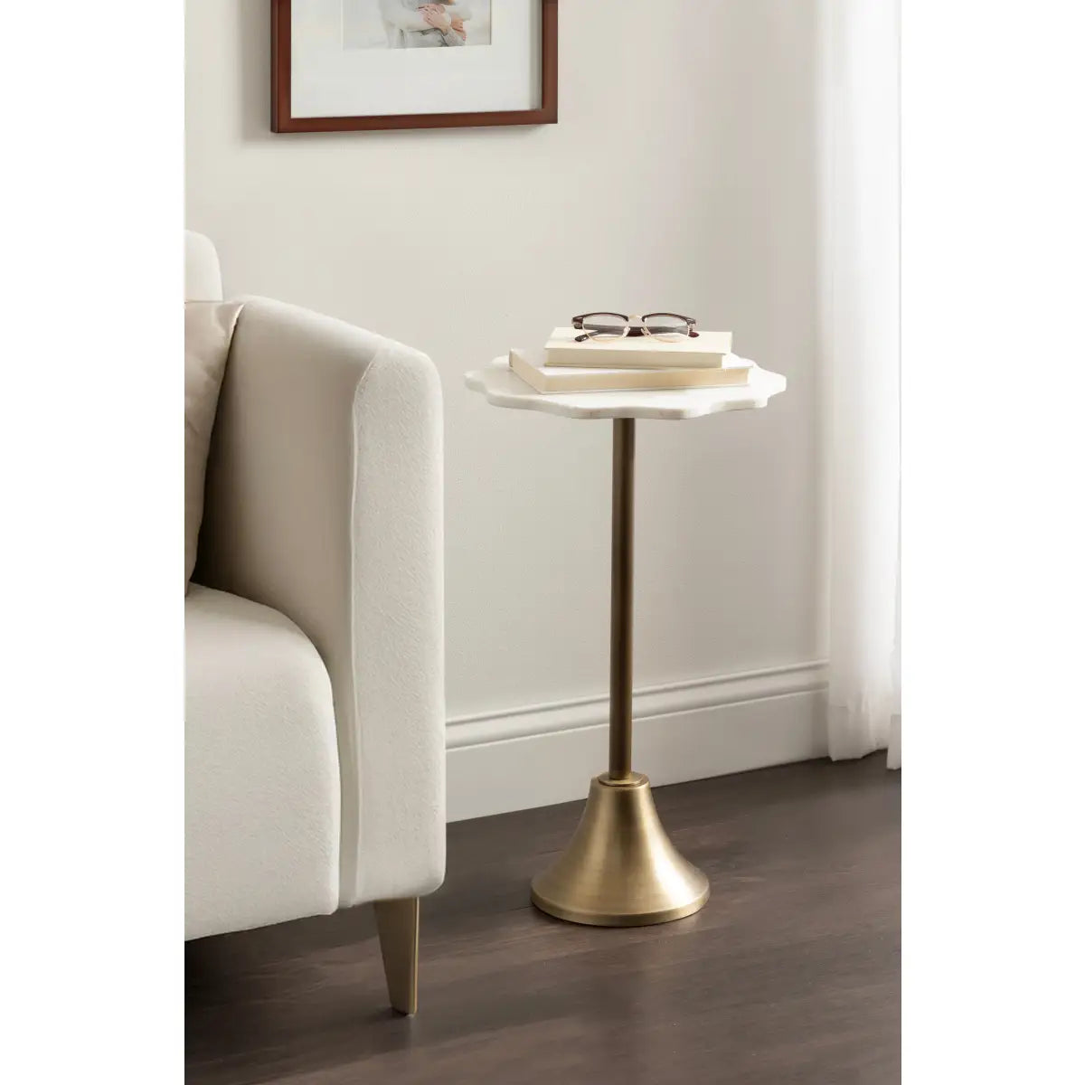 Sanzo Scalloped Marble and Metal Table - kateandlaurel