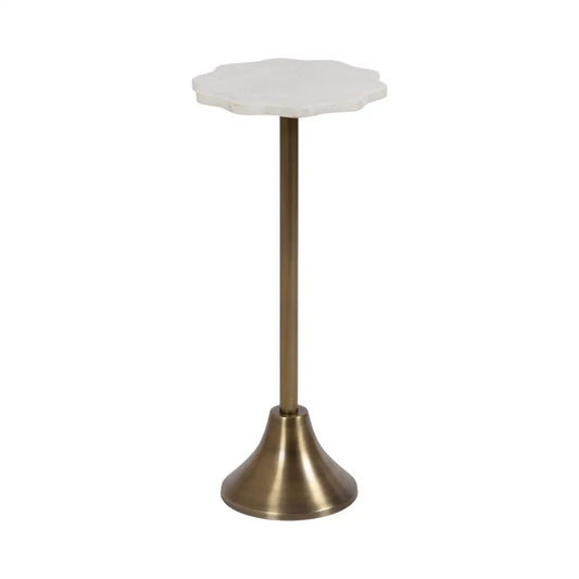 Sanzo Scalloped Marble and Metal Table - Gold / 10x10x23 - kateandlaurel