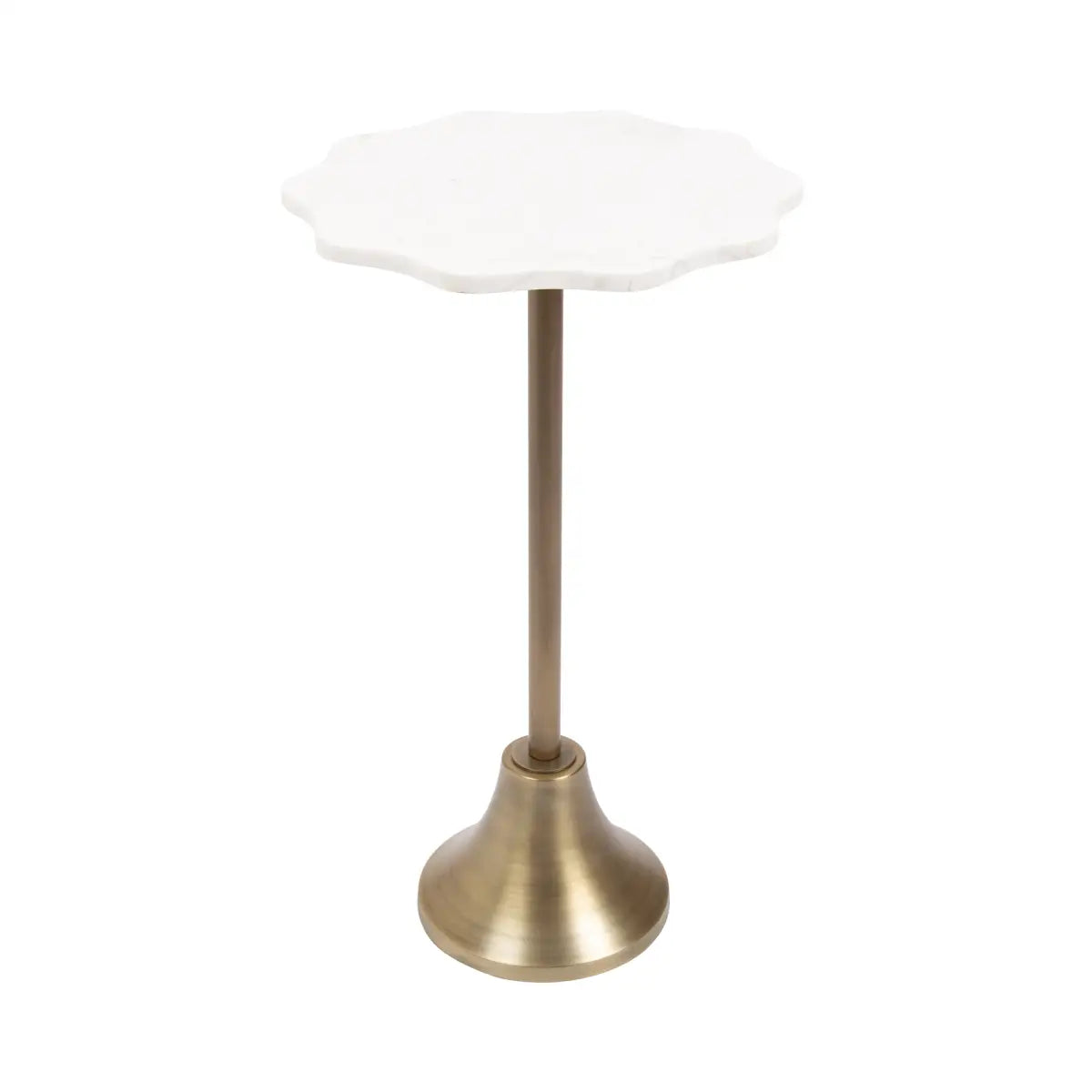 Sanzo Scalloped Marble and Metal Table - Gold / 14x14x24 - kateandlaurel