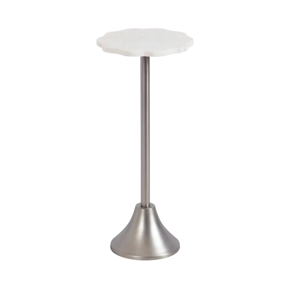 Sanzo Scalloped Marble and Metal Table - Silver / 10x10x23 - kateandlaurel