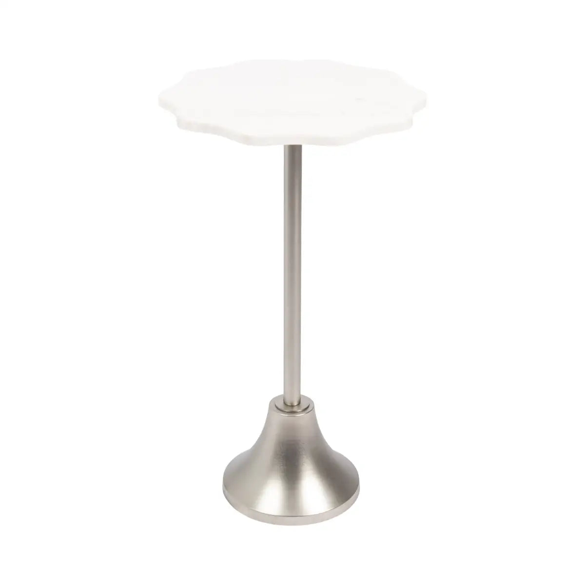 Sanzo Scalloped Marble and Metal Table - Silver / 14x14x24 - kateandlaurel