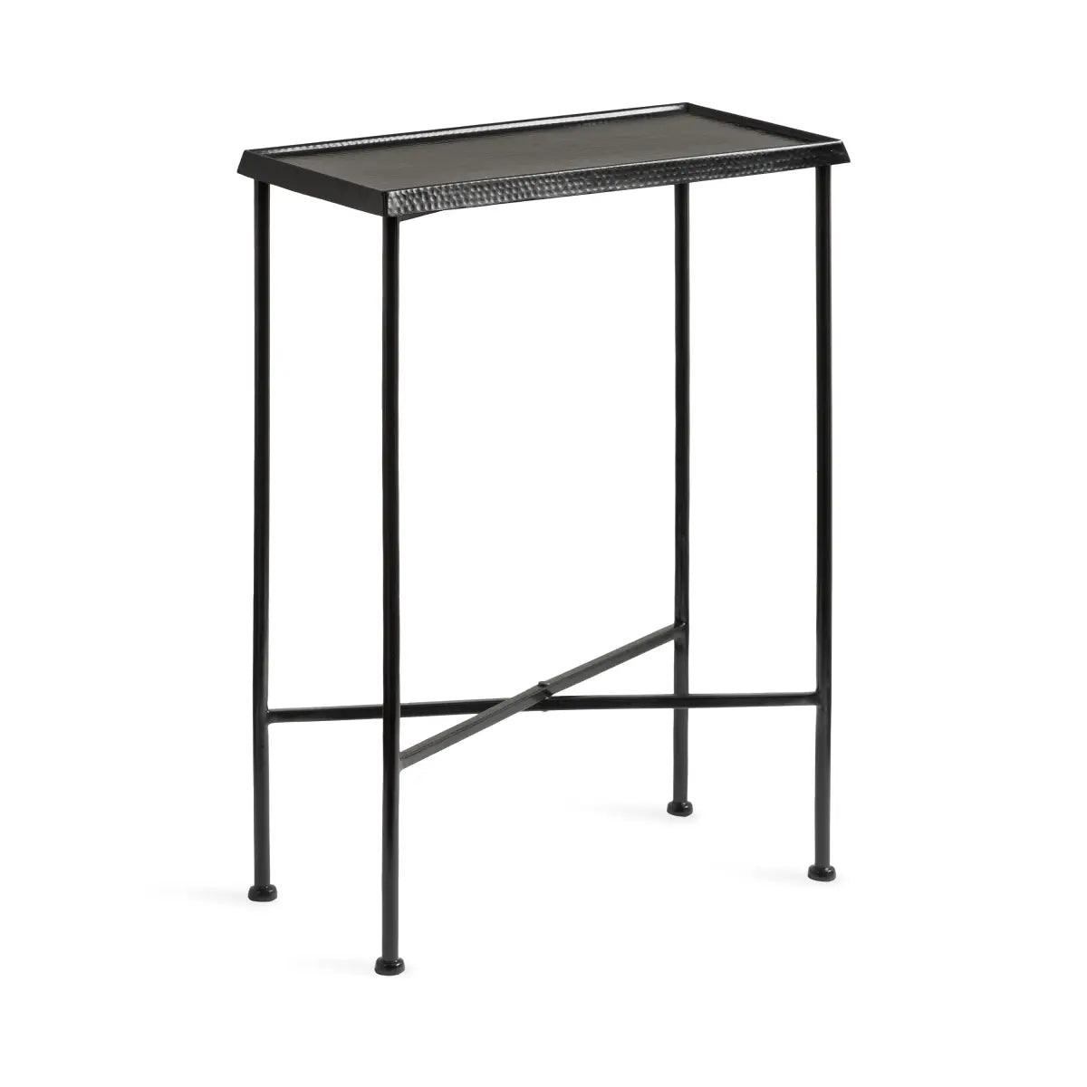Sanzo Hammered Metal Slim Side Table - Black - kateandlaurel