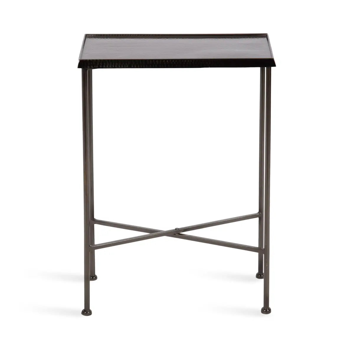 Sanzo Hammered Metal Slim Side Table - kateandlaurel