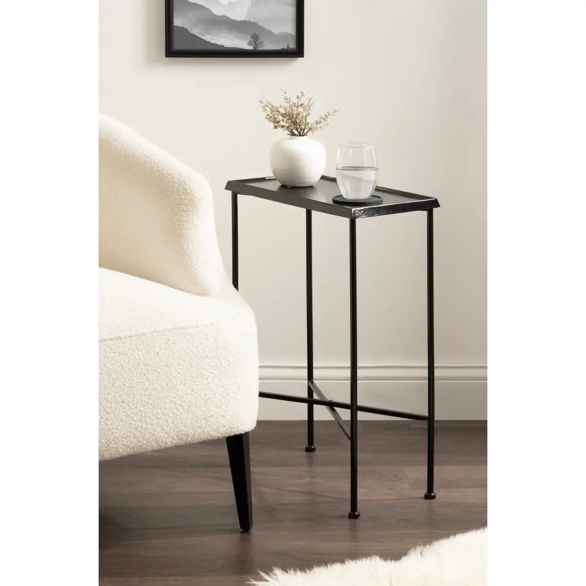 Sanzo Hammered Metal Slim Side Table - kateandlaurel