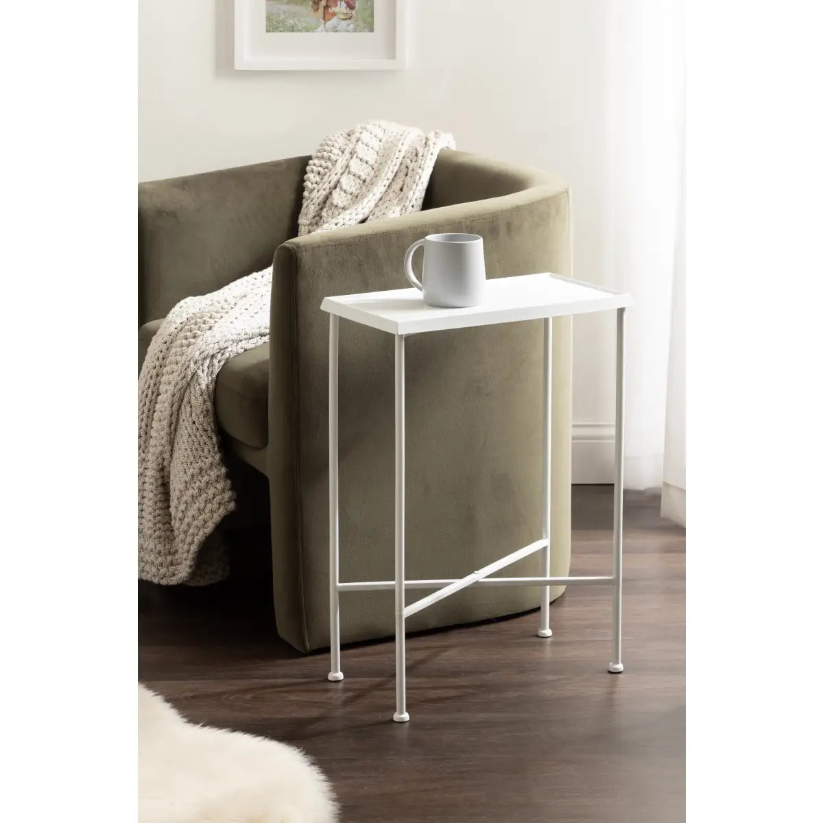 Sanzo Hammered Metal Slim Side Table - kateandlaurel