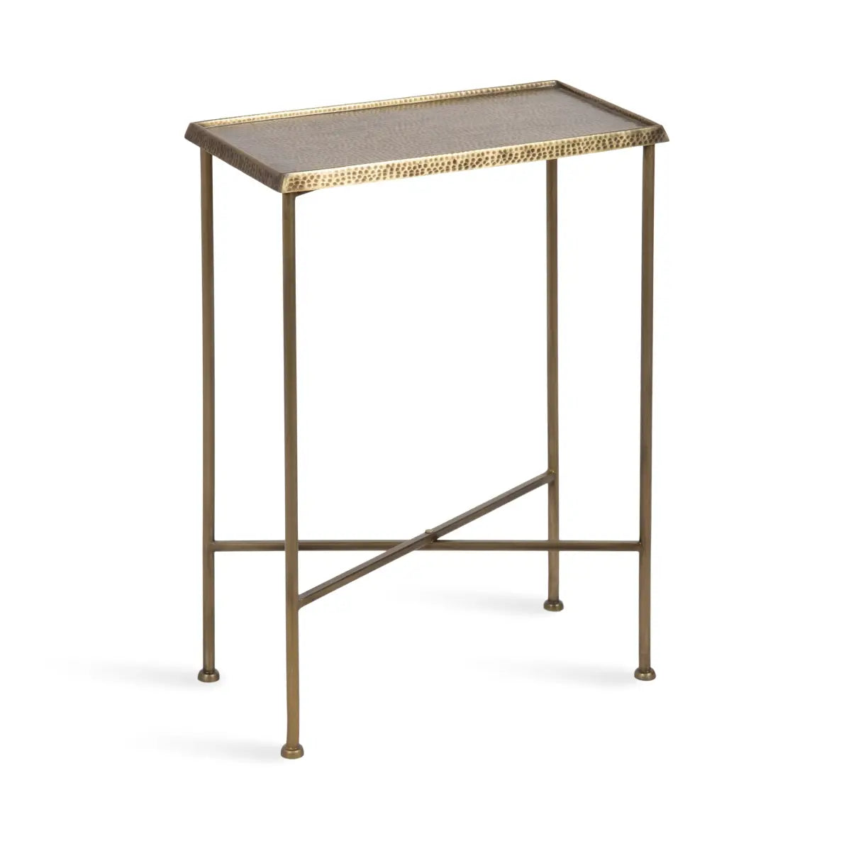 Sanzo Hammered Metal Slim Side Table - kateandlaurel