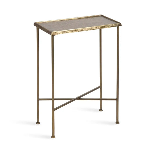Sanzo Hammered Metal Slim Side Table - kateandlaurel