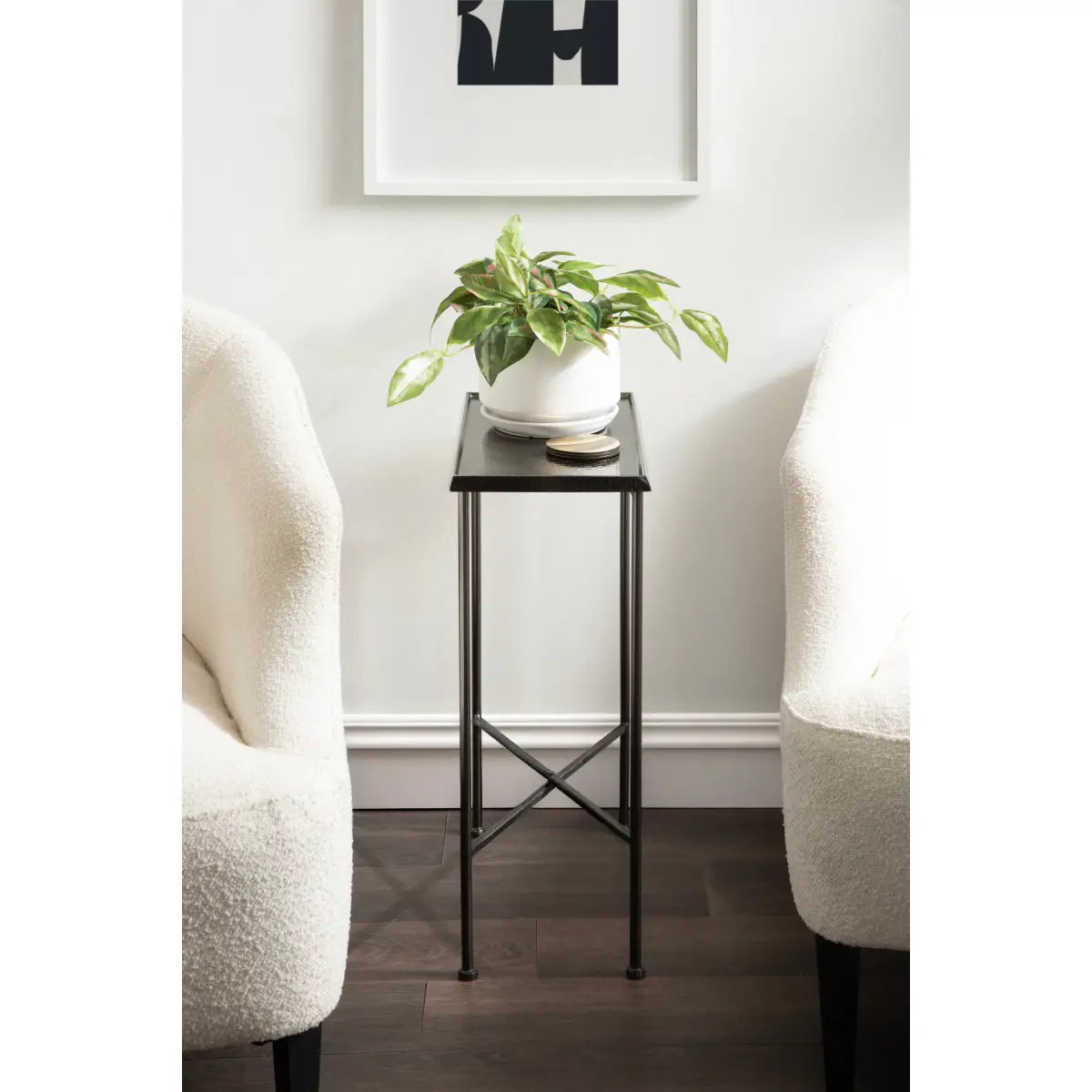 Sanzo Hammered Metal Slim Side Table - kateandlaurel