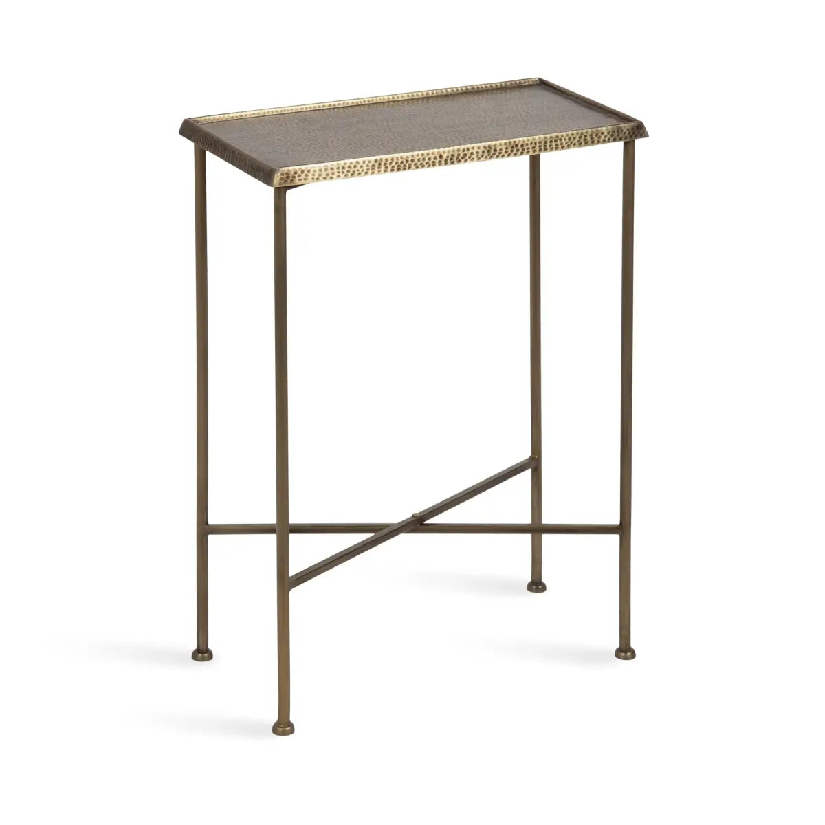 Sanzo Hammered Metal Slim Side Table - Gold - kateandlaurel