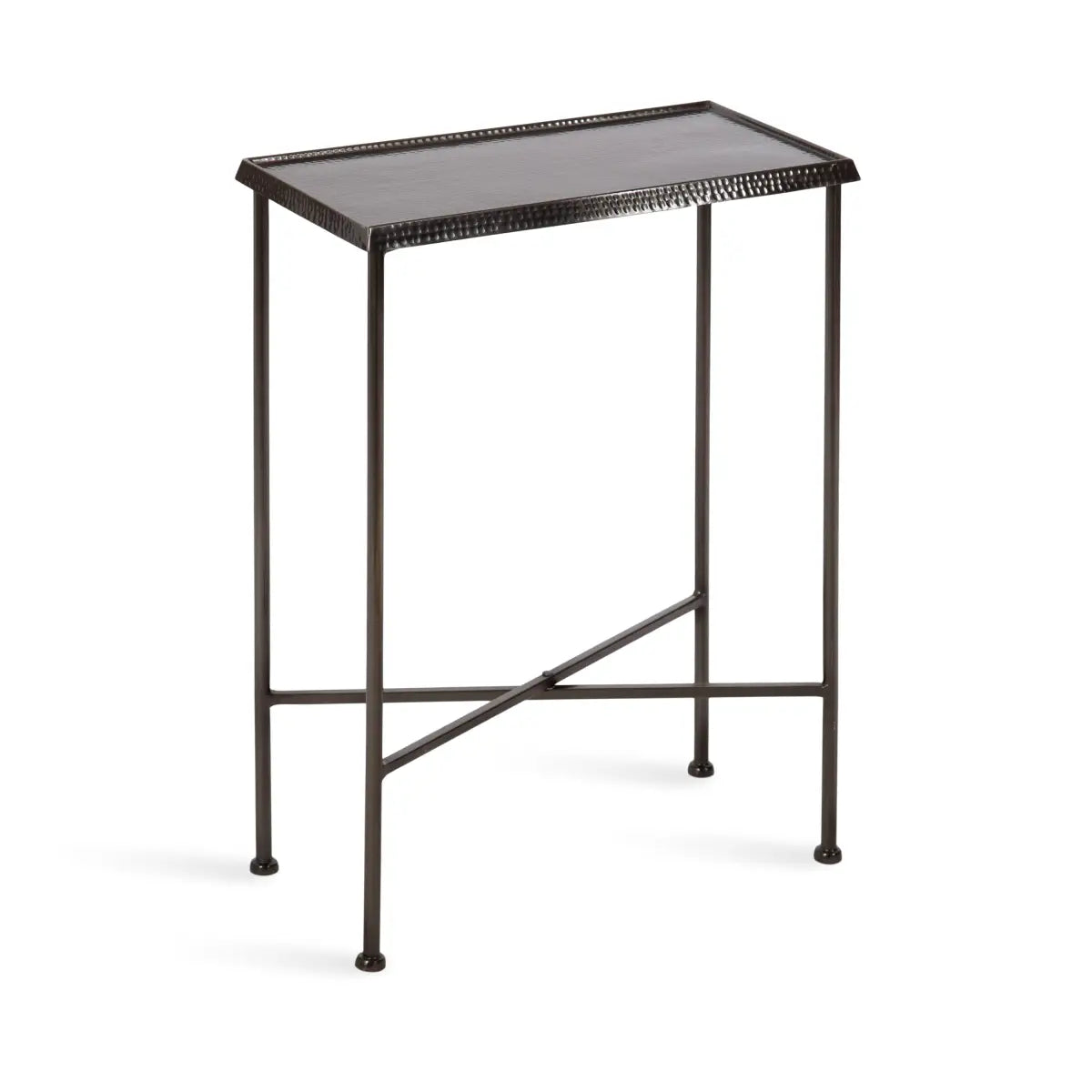 Sanzo Hammered Metal Slim Side Table - Pewter - kateandlaurel