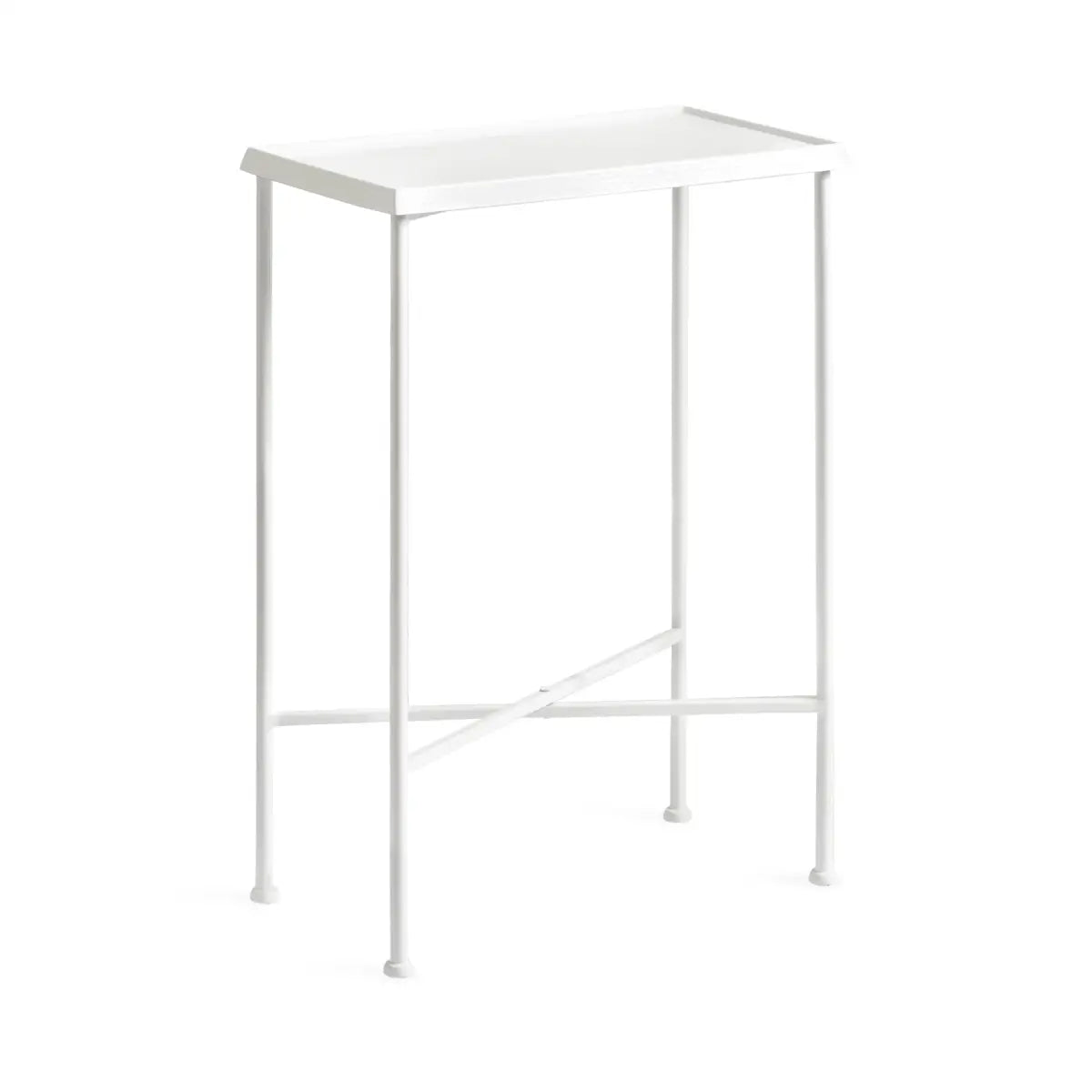 Sanzo Hammered Metal Slim Side Table - White - kateandlaurel