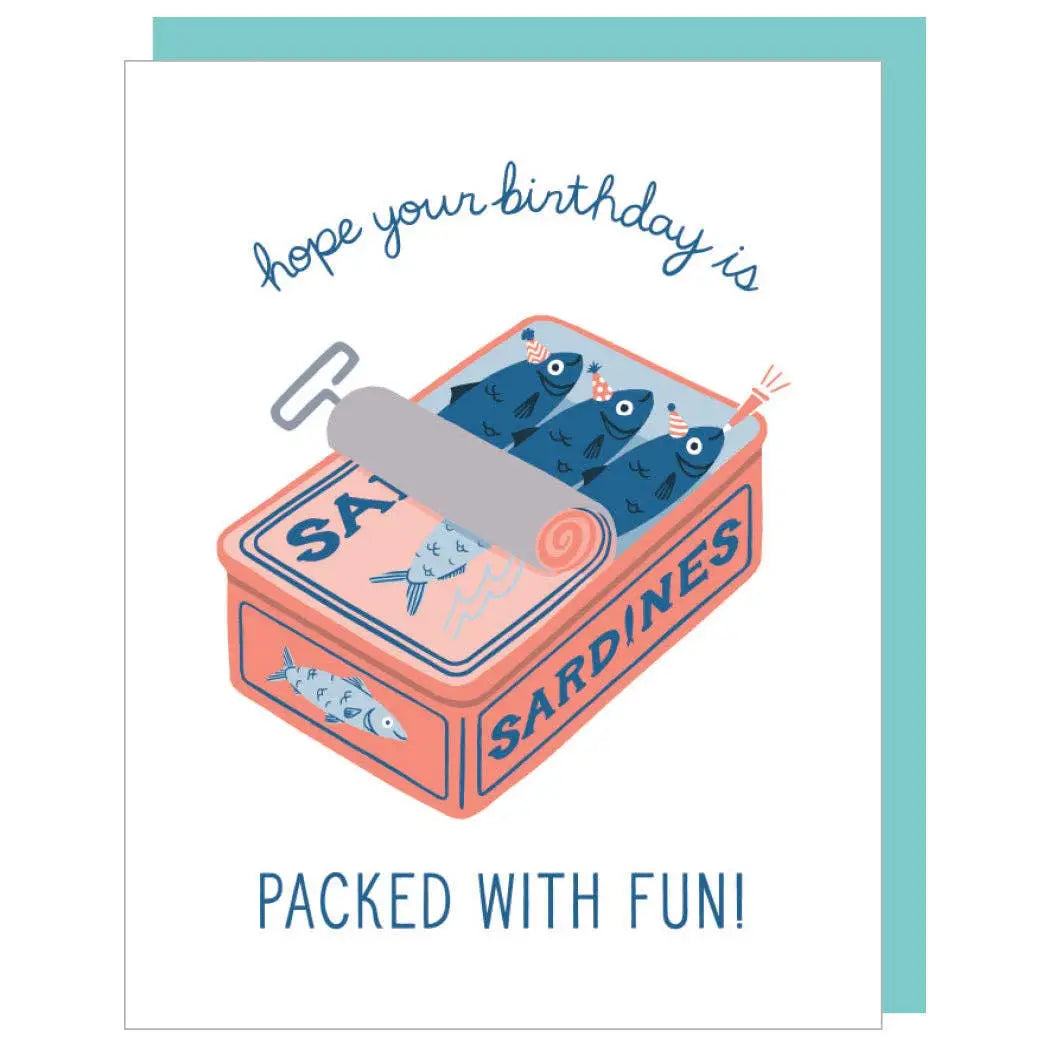 Birthday Card - Sardines Packed with Fun - Smudge Ink