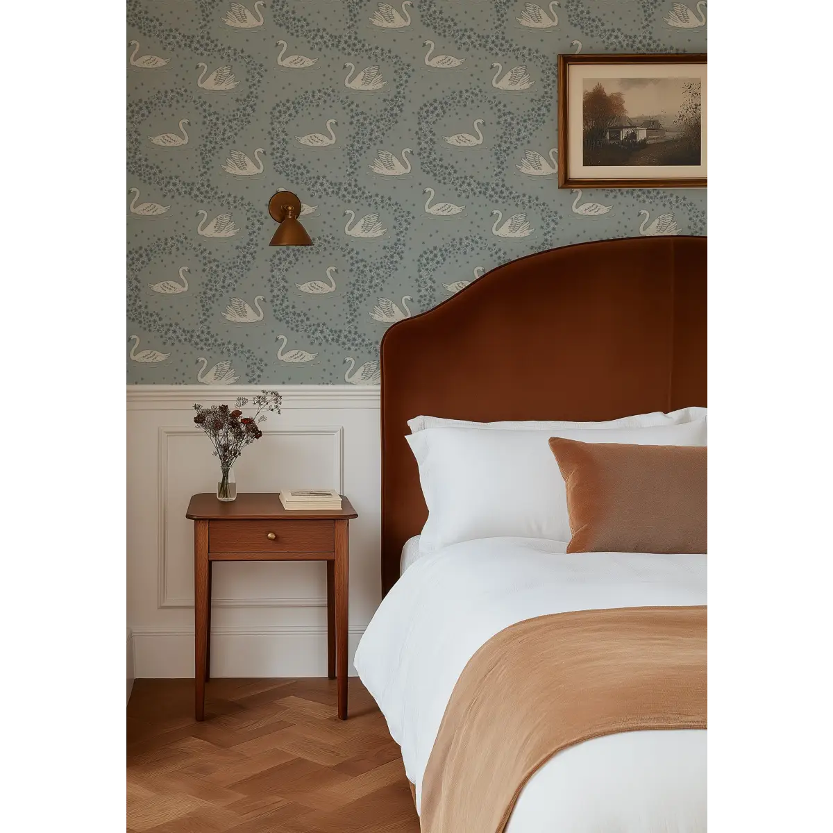 Sav Wallpaper - Tiny Swans - by Samantha Dara - Loomwell Home Goods