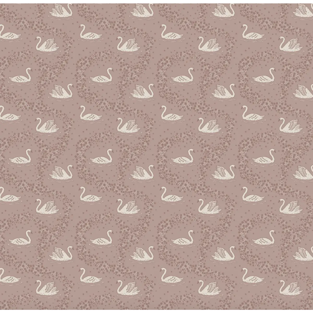 Sav Wallpaper - Tiny Swans - by Samantha Dara - Sample 1 foot by 1 foot / Mauve - Loomwell Home Goods