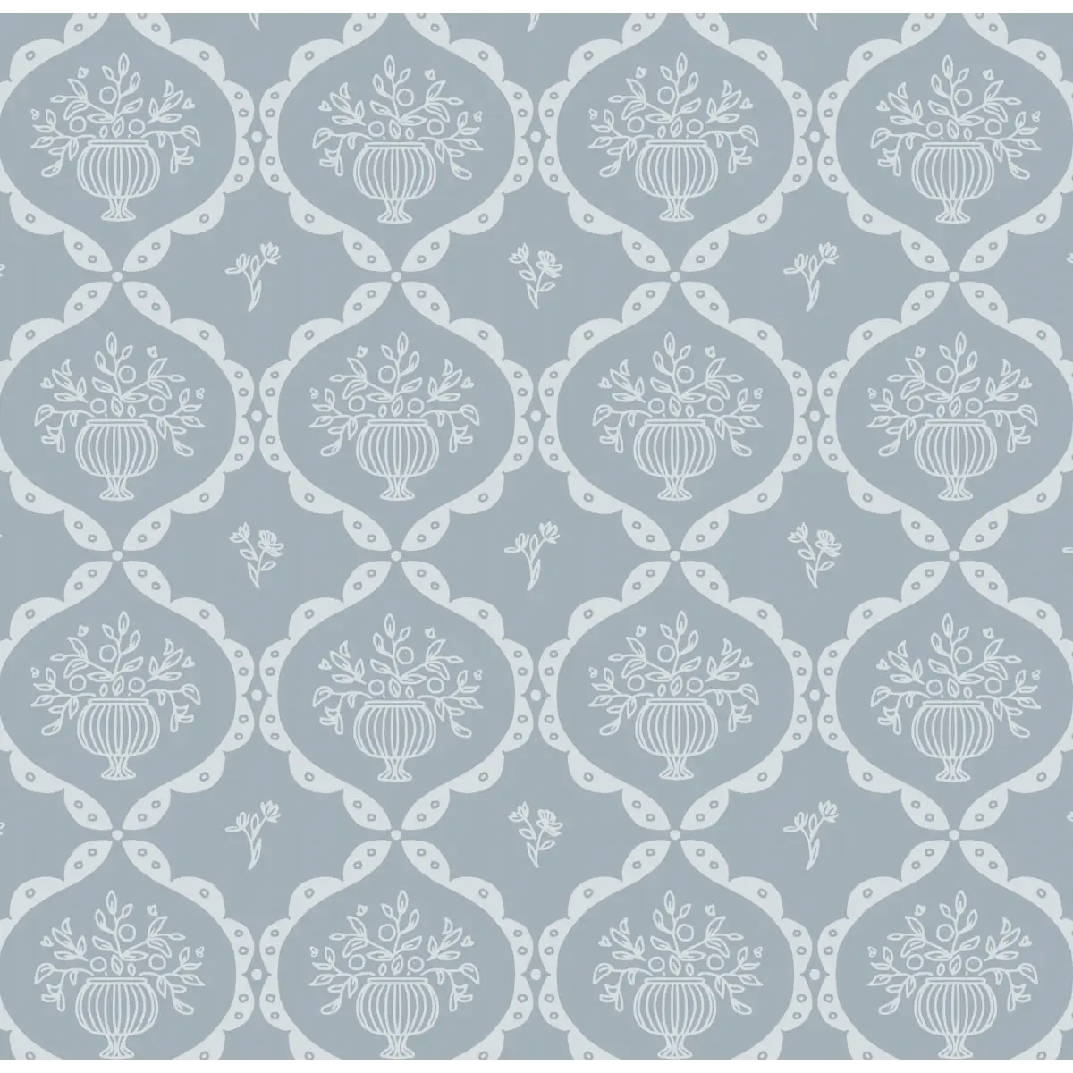 Sawyer Wallpaper - Framed Flower Bouquets - by Mackenzie Nelson - Sample 1 foot by 1 foot / Blue - Loomwell Home Goods