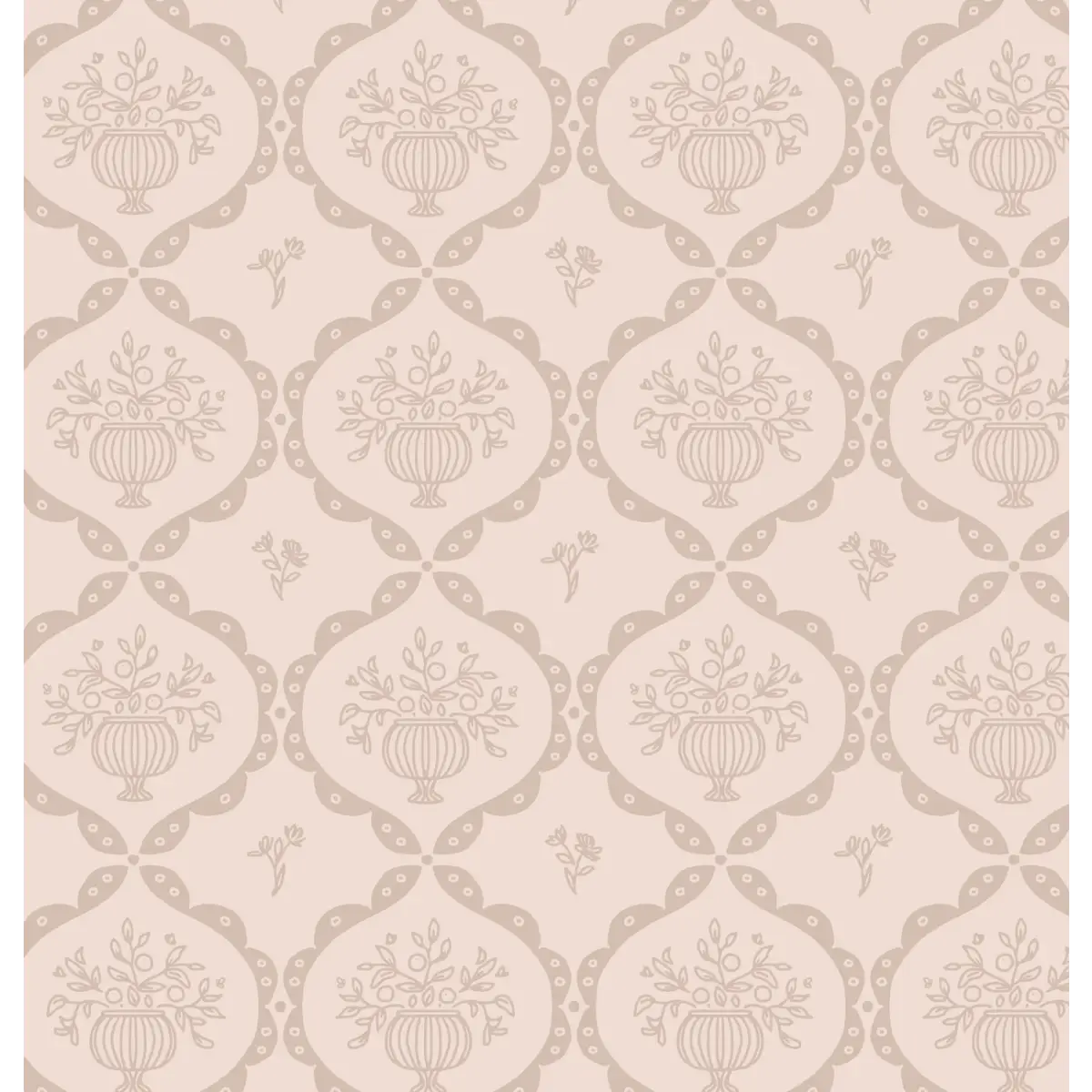 Sawyer Wallpaper - Framed Flower Bouquets - by Mackenzie Nelson - Sample 1 foot by 1 foot / Mauve - Loomwell Home Goods