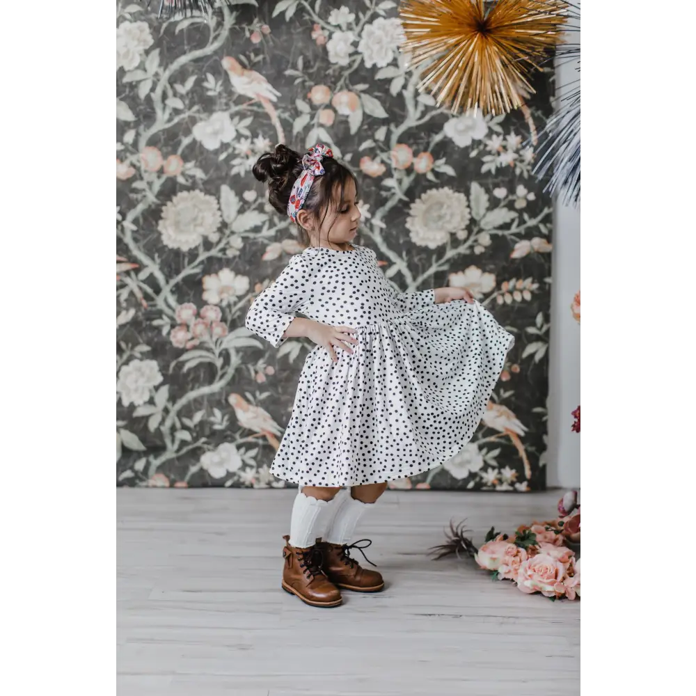 Scattered Dot 3/4 Sleeve Pocket Twirl Dress - Mila & Rose ®